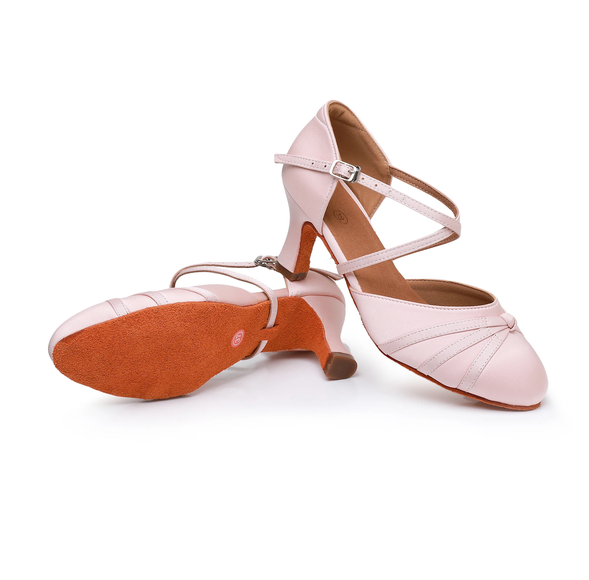 Sandálias femininas de camurça, sapatos de dança para senhoras, tango e salsa, tênis de prática rosa, sola macia, 5 cm, 7cm, nova chegada