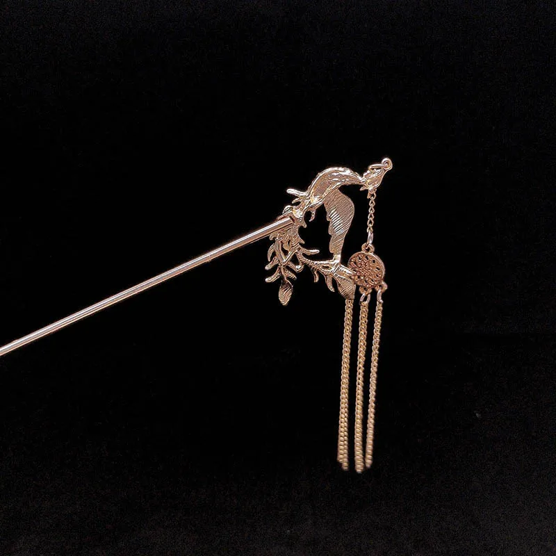 دبوس شعر بشرابة فينيكس، دبوس شعر ملفوف جديد على الطراز الصيني، تنورة وجه حصان متدرجة، إكسسوار للشعر