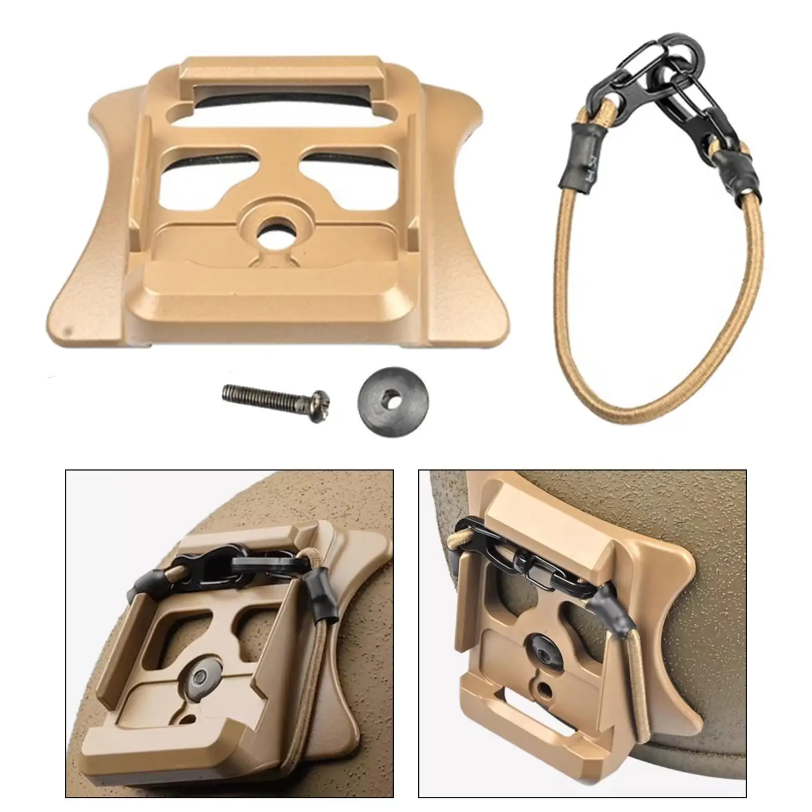NVG Aluminum Alloy Multi Helmet Adapter Device Holder With Elastic Cord Easy Attach Detach Anti Slip Design Suitable for
