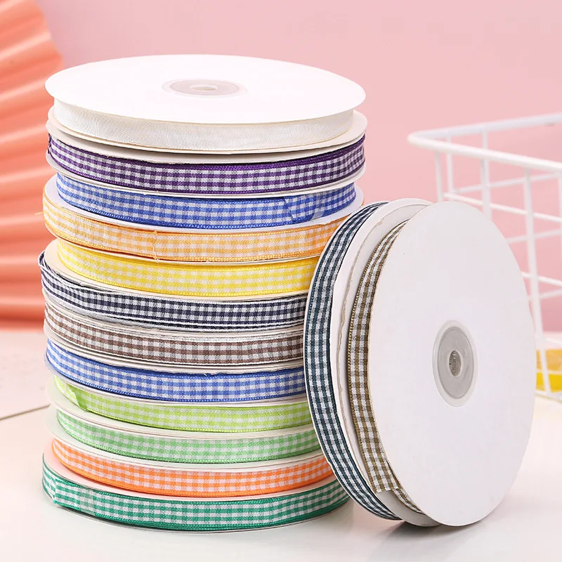 1/5/10 Yards Plaid Ribbon Baking Cake Packaging Ribbon Flowers Ribbon Bouquet Tie Decoration L Gift Box Packaging Ribbon