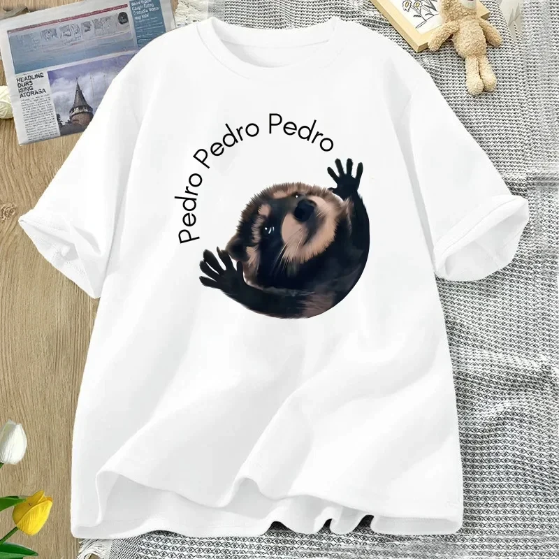 Camiseta de mapache Pedro, divertidas camisetas gráficas de meme de baile de Panda basura, camiseta de Animal para mujer, ropa de manga corta para mujer, top y2k