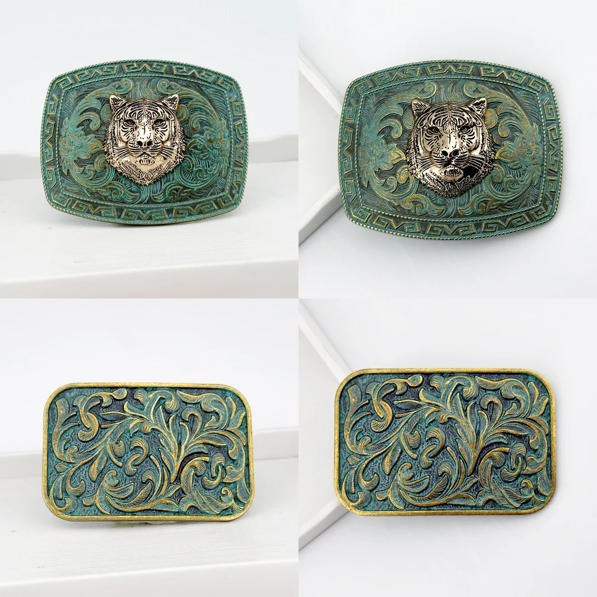 1PC Cross-border Western cowboy belt punk style trend embossed tiger head pattern alloy vintage men's belt buckle head