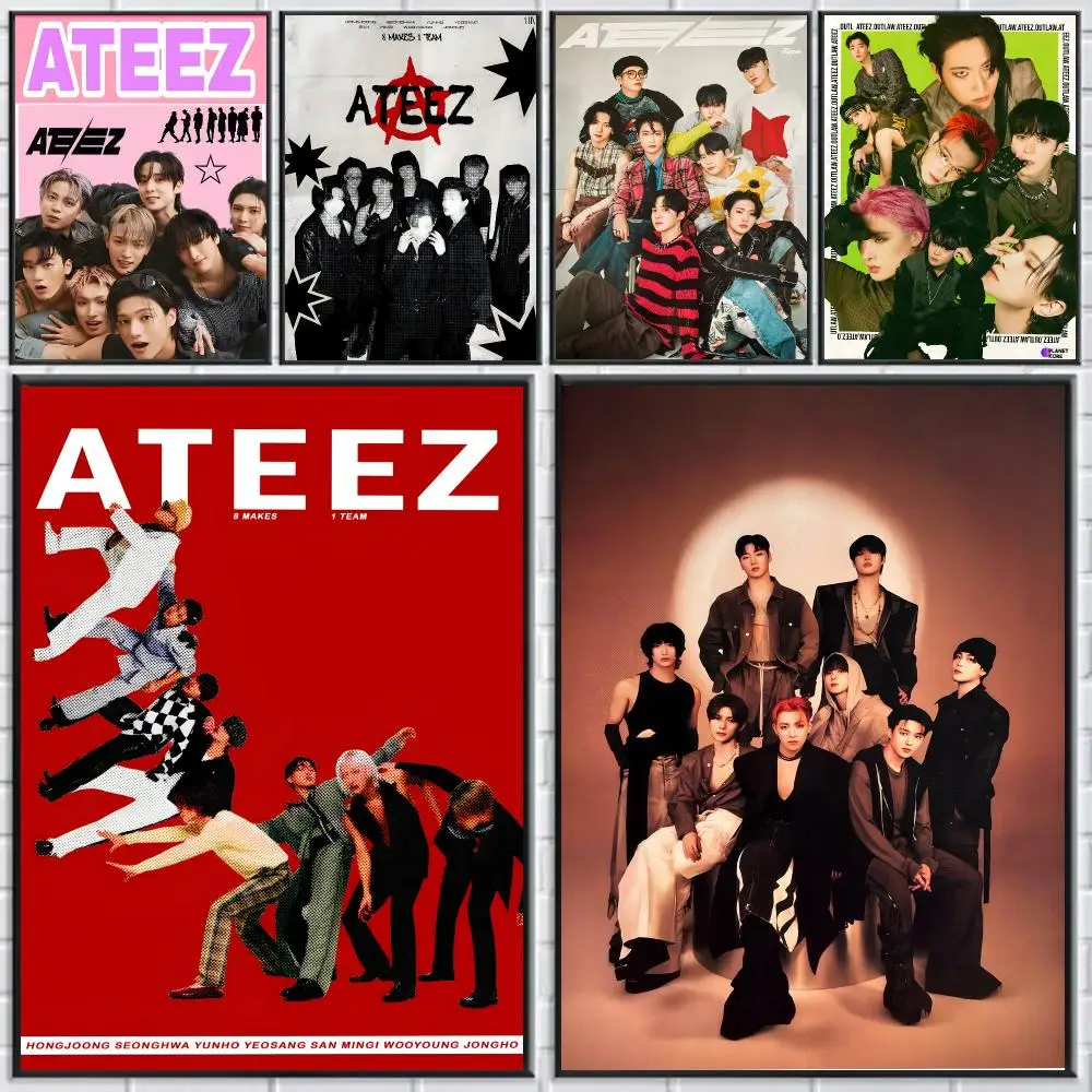 A-ATEEZ Kkop Poster HD Self-adhesive Waterproof Paper Sticker Suitable For Living Rooms Bedrooms Home Decor