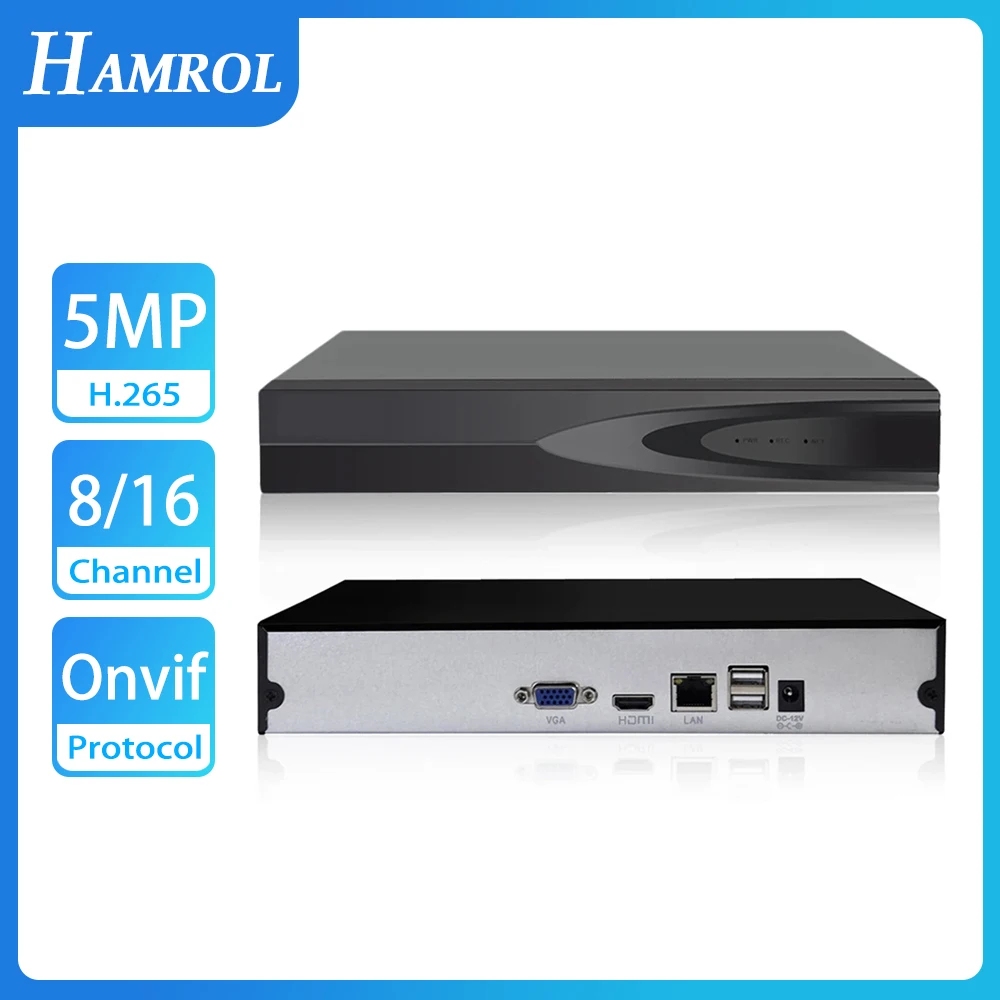 

HAMROL H.265 ONVIF CCTV NVR 16CH 5MP/9CH 4K Network Video Recorder Face Detection Xmeye Cloud Max 4K Video Output Remote Access