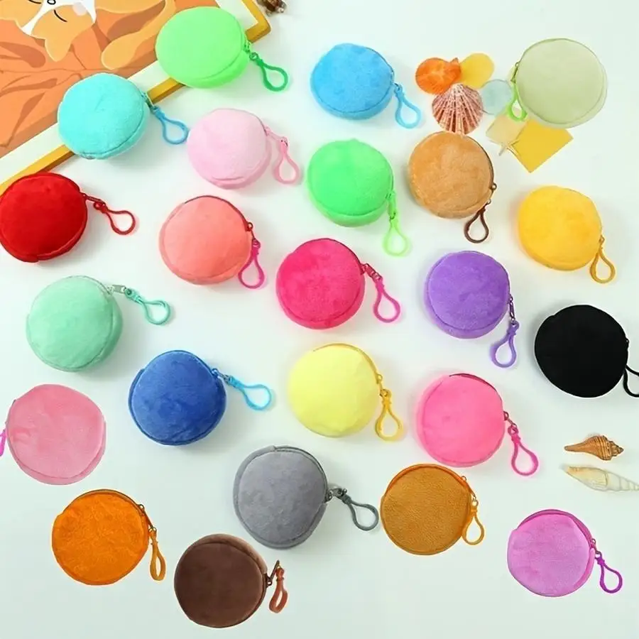 1/5/10/20/50/100pcs (Random Color) Mini Coin Purse, Colorful Polyester Coin Purse with Small Zipper Coin Storage Bag, Plain And