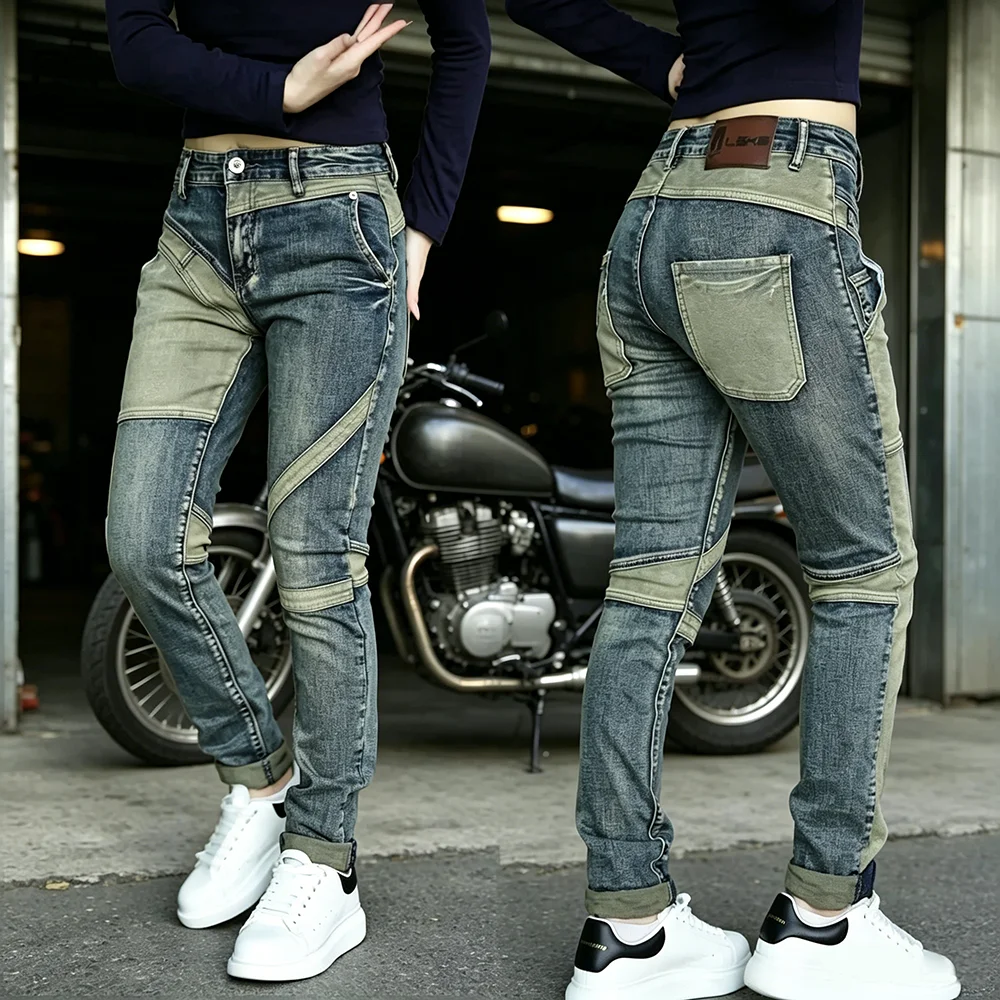 splicing-contrasting-color-men's-cycling-elastic-denim-pants-motorcycle-trend-retro-sports-jeans-breathable-and-durable