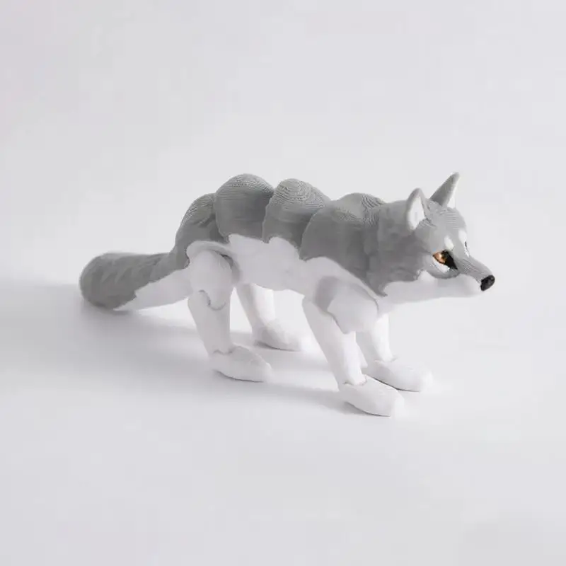 * 3D Printed Articulated Husky Figurine With Flexible Joints And Realistic Look Perfect For Home Decor And Gifts For Wolf Lovers