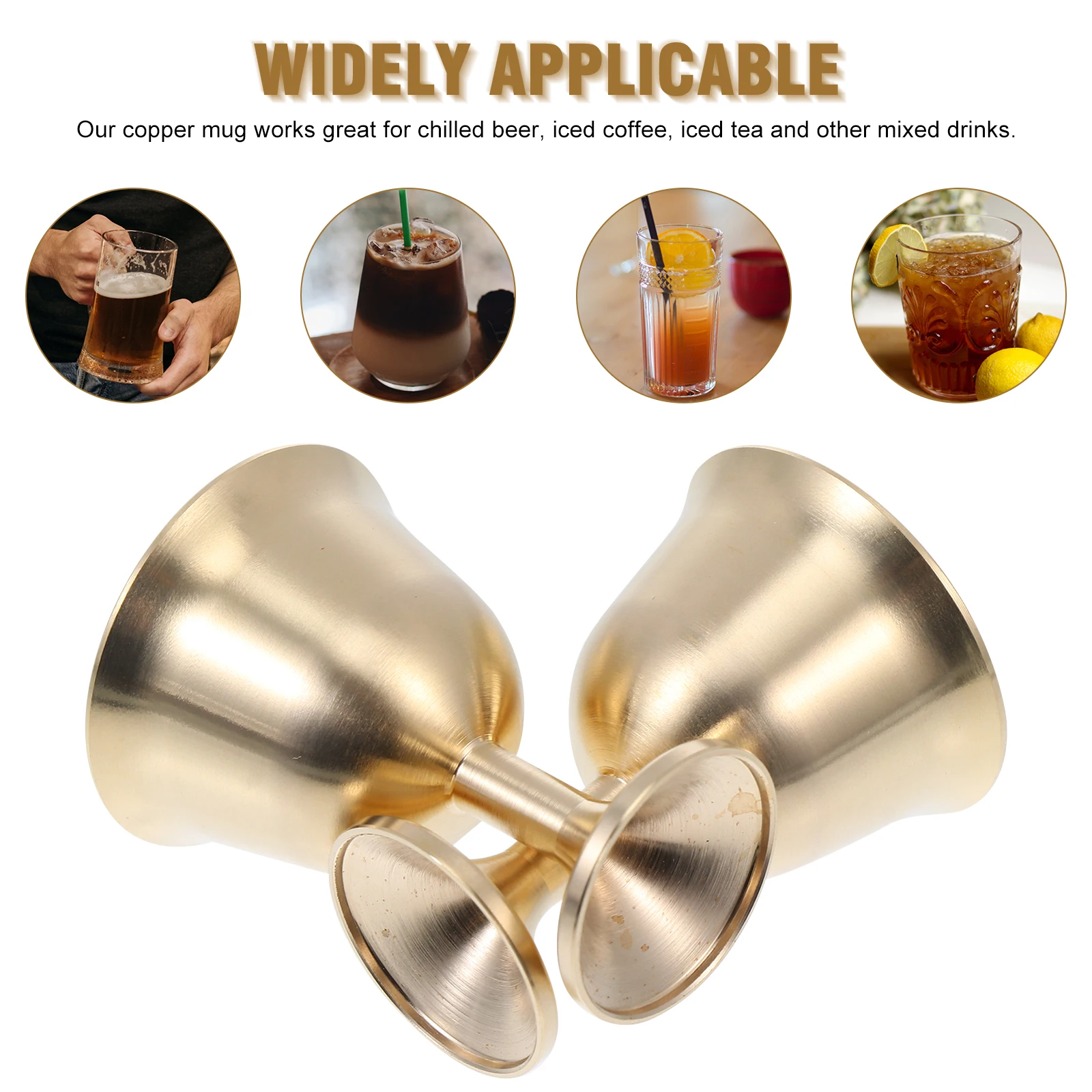 Copa de vino de cobre, taza de cobre de calidad, barra de borde redondo, bebida refrigerada, taza de cáliz, taza de bar de barman, 2 uds.