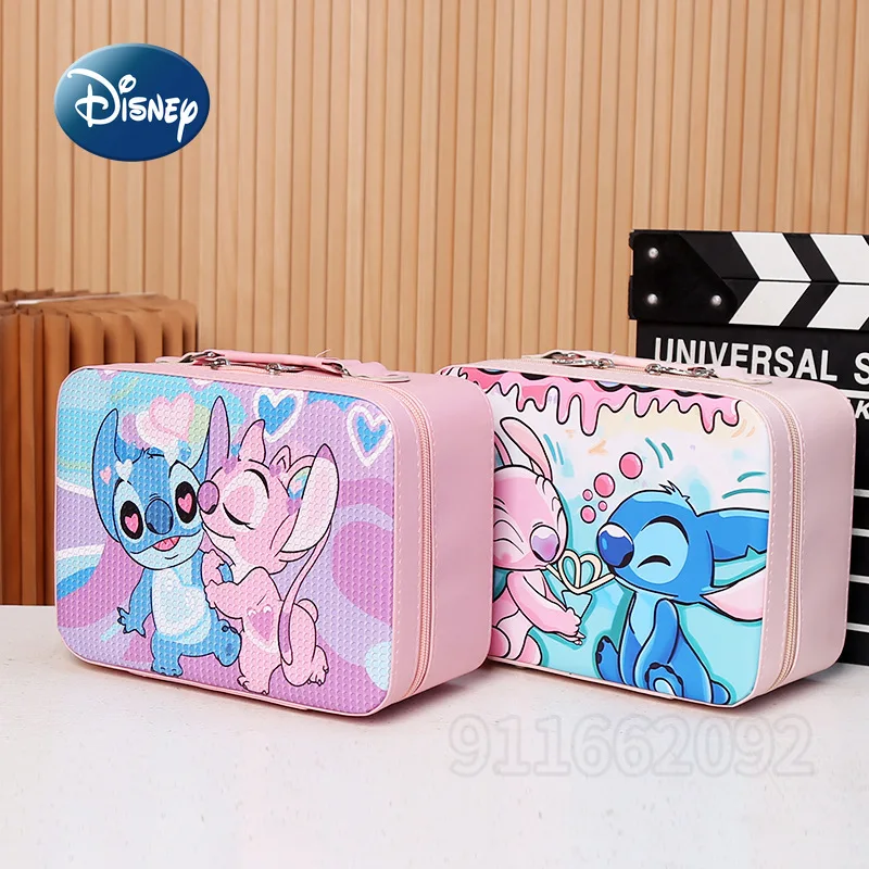 กระเป๋าเครื่องสำอางพกพาลายสติทช์จากดิสนีย์ พร้อมกล่องเก็บเครื่องสำอางแบบพกพา สำหรับจัดเก็บของขวัญขนาดใหญ่สำหรับเด็กผู้หญิง