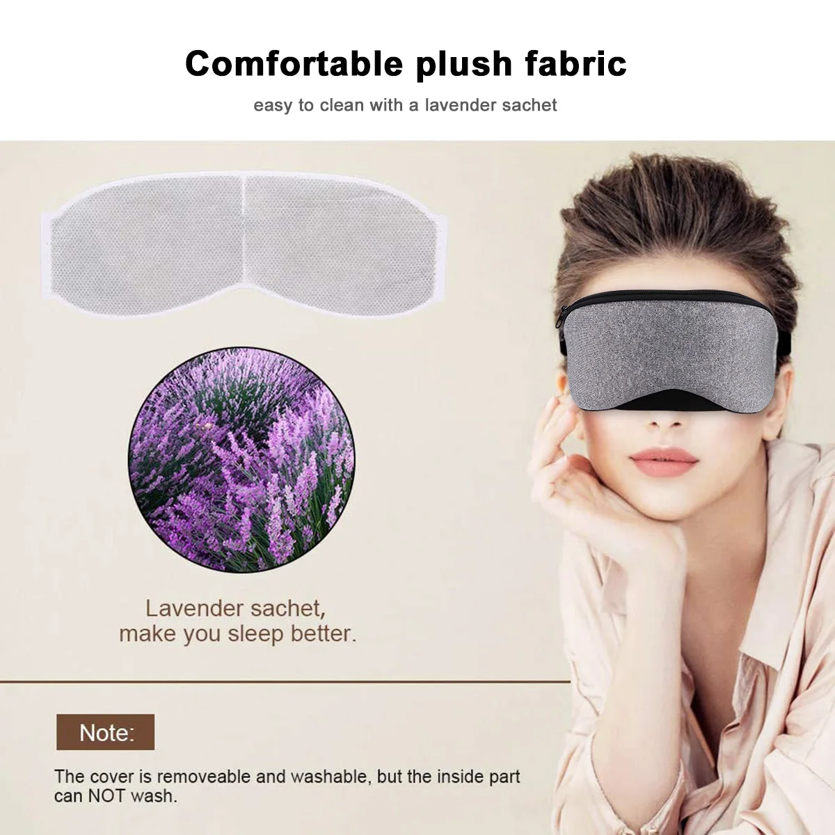 

Heating Eye Mask Steam Warm USB Rechargeable Lavender Canvas Long Lasting Use Improve Blood Circulation Relieve Fatigue Remove