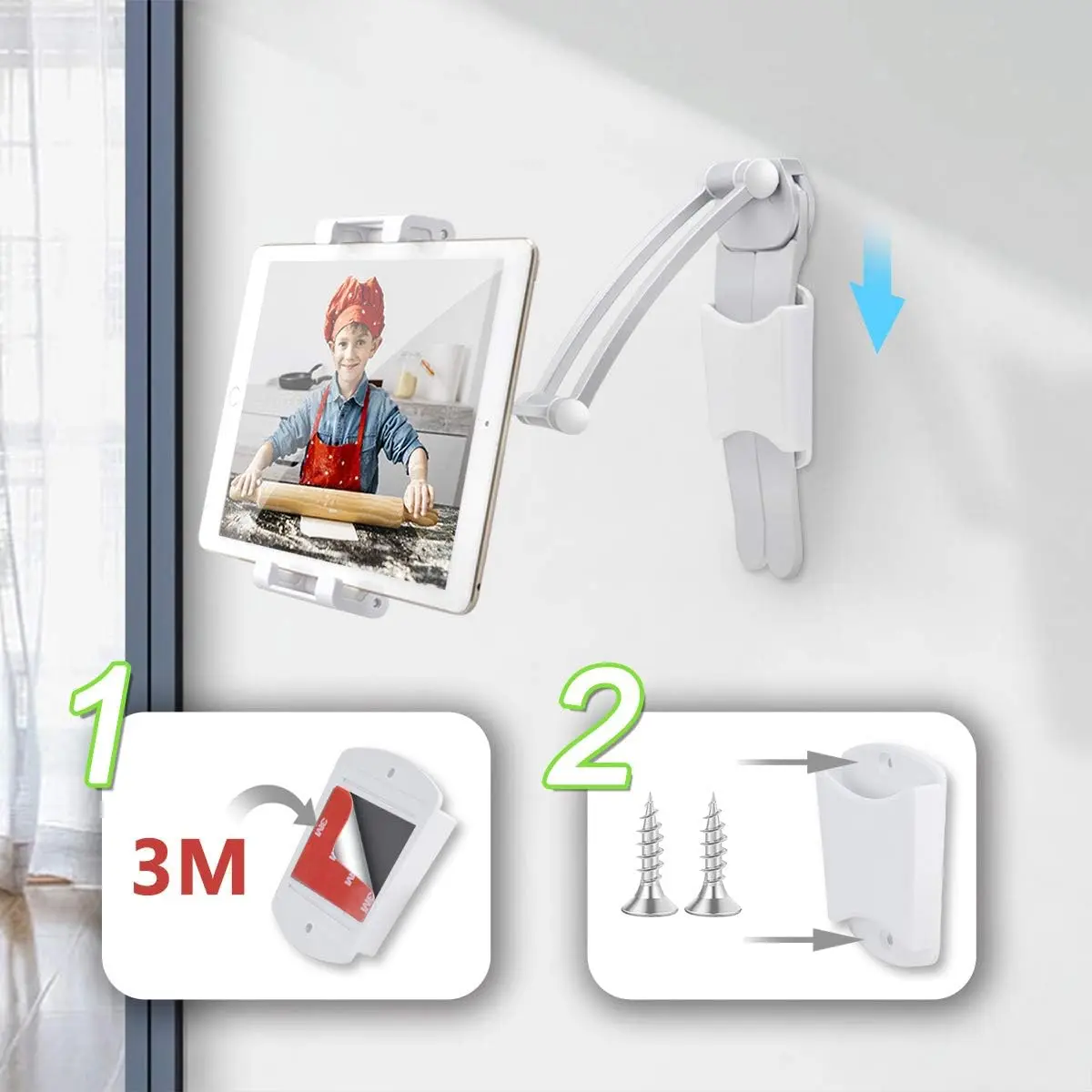 Soporte de pared para tableta y teléfono móvil, accesorio de Metal giratorio de 360 °, dispositivos de 5-13,5 "para IPad, IPhone, escritorio