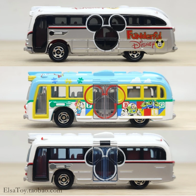 Takara Tomy Tomica Alloy Car Model Tokyo Disney Park Limited Mickey White Bus, Children's Halloween Christmas Holiday Gift Toys