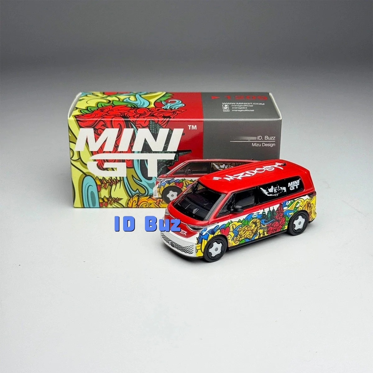 Mini GT 1:64 #1209 ID.Buzz Mizu Design Box Die‑cast Car Model Car Alloy