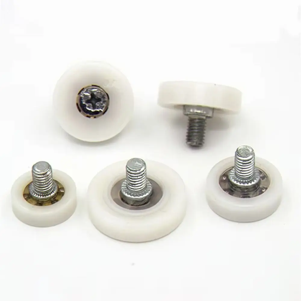 1Pcs With Screw Drawer Bearing Pulley Nylon Metal Flat Cabinet Moving Wheel M6 External Thread Sliding Door Roller