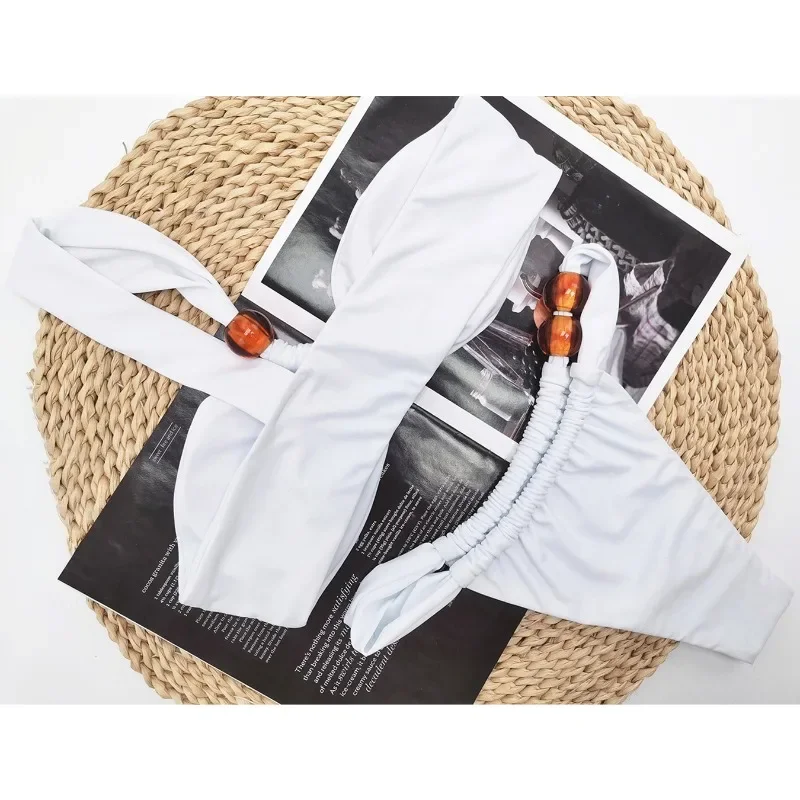 2025 New Styles Women  One Shoulder Low Waisted Bikini Swimsuit Sexy Beads Women Bikini Sets Swimwear Women Two Pieces Bikini