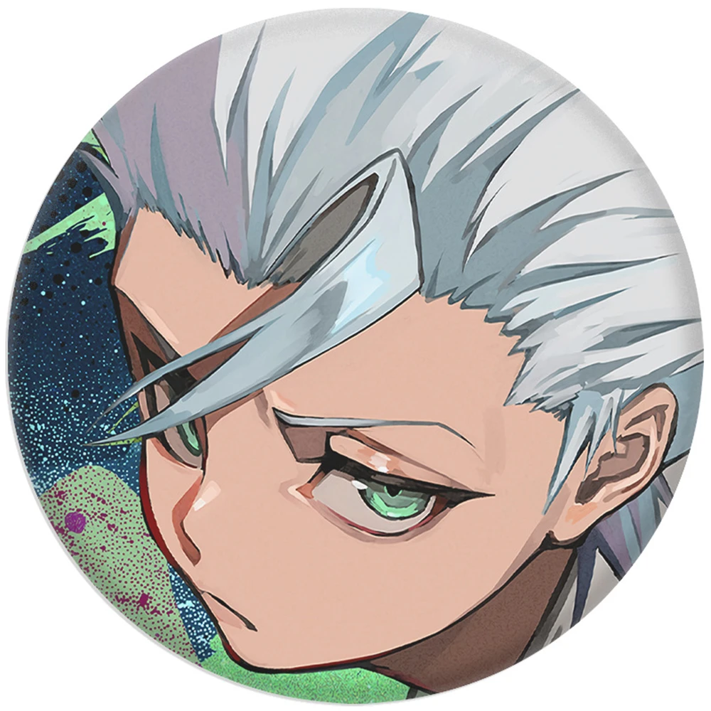 58mm Anime BLEACH Kurosaki Ichigo Urahara Kisuke Yumi Ochi‌ Ginjou Kuugo Cosplay COSTUME Badge Pin SPTE Tinplate Brooch﻿ Prop
