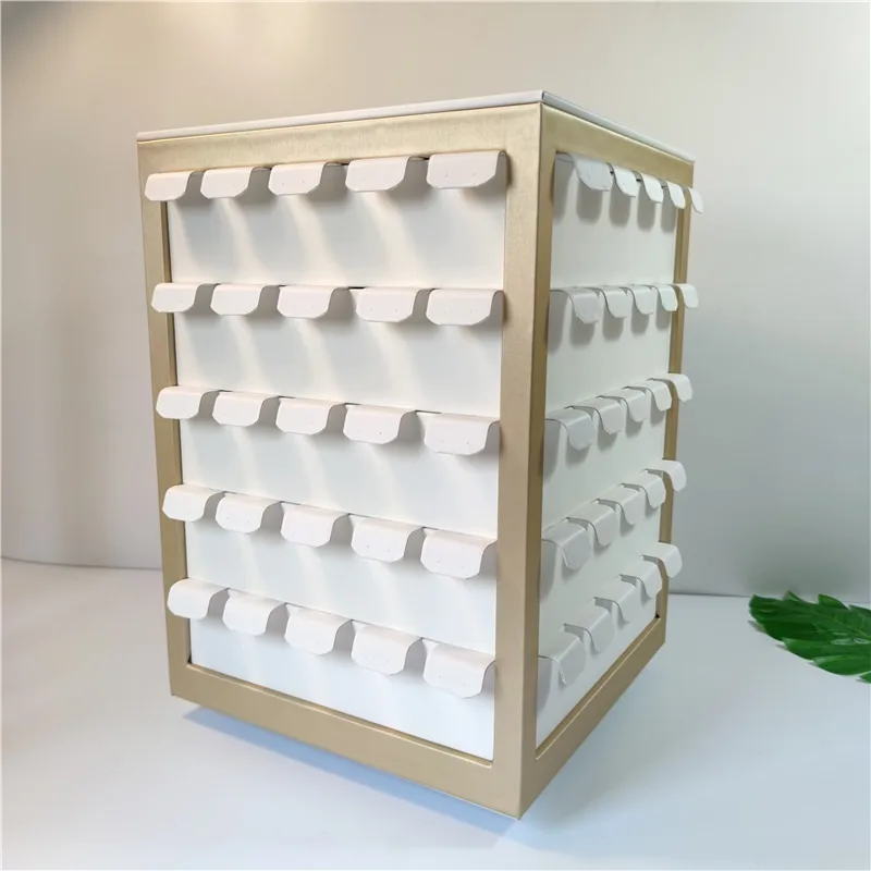 Rotating Earring Display Stand Large Capacity Jewelry Showcase Rack Leather Earrings Display Holder Women Jewelry Storage Shelf