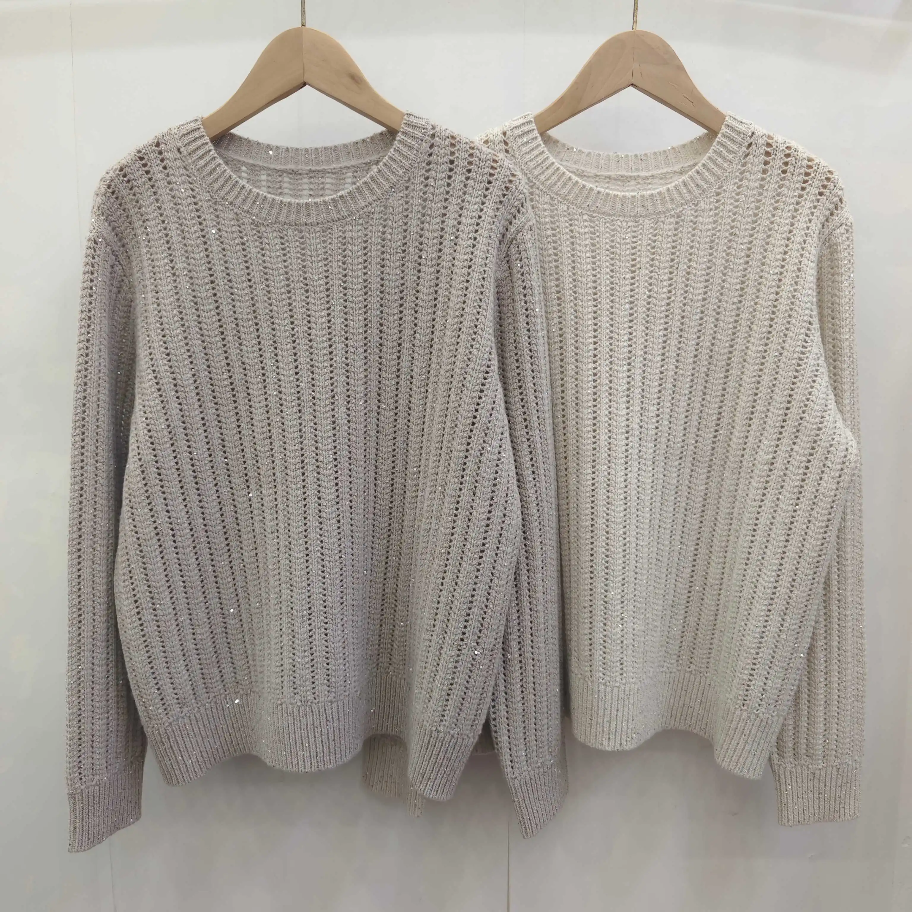 

2025 new round-neck hollow-out letter style elegant commuting long-sleeved sweater