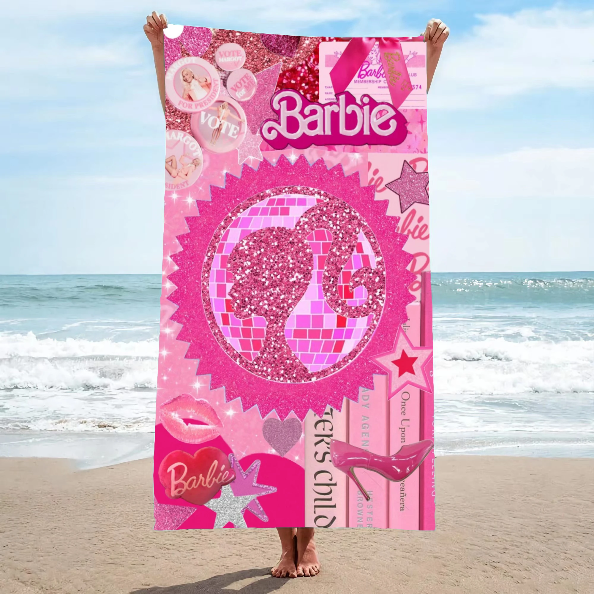 Barbie Cartoon Bathroom Towel, Large Microfiber, Beach, Travel, Children, Women, Bathroom, Cute Room Decor, Bath Items, Princess