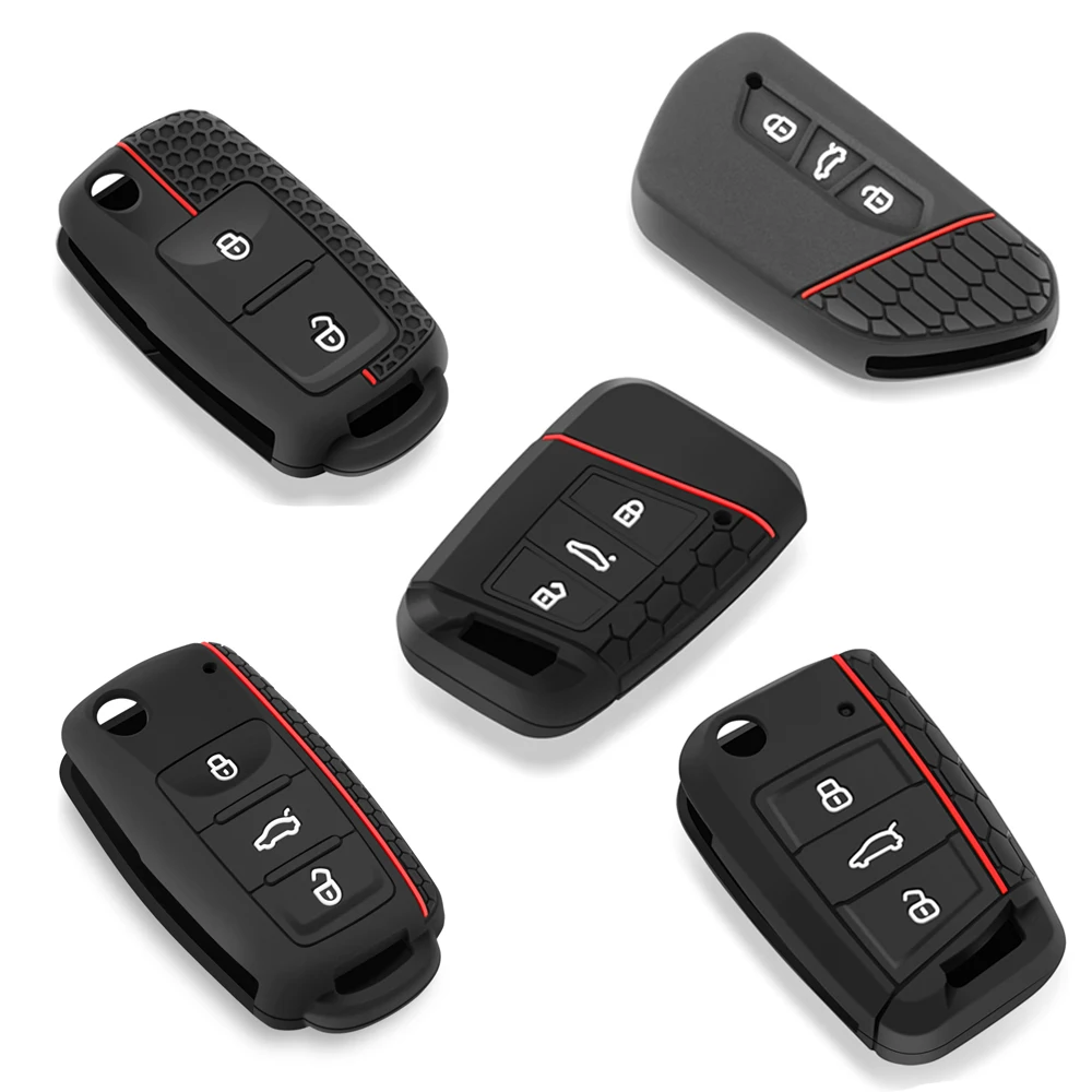 Funda para llave de coche, carcasa Fob para Volkswagen VW Polo Golf Passat Tiguan Beetle Caddy T5 Up Eos Skoda Octavia Seat Leon Altea