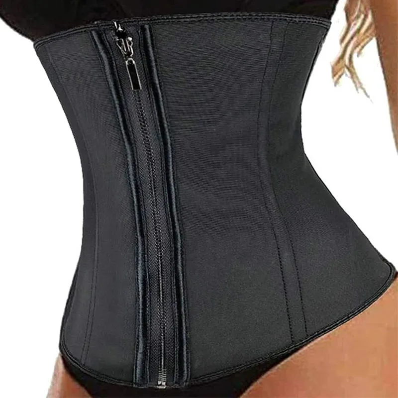 XXS-3XL Latex Corset Body Shaper Waist Trainer Cincher Zipper Underbust Weight Loss Slimming Shapewear Hourglass Belt Women Plus