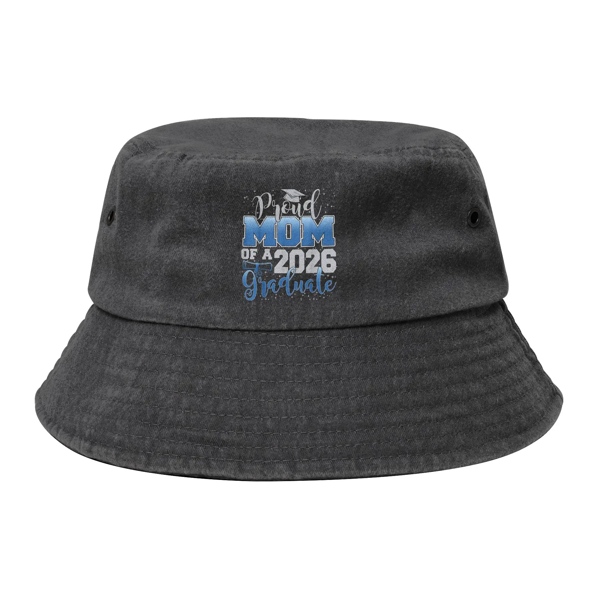 Proud Mom Graduate Senior Class Of 2026 Graduation Bucket Hats Unisex Outdoor Distressed Cotton Fishing Fisherman Hat Summer