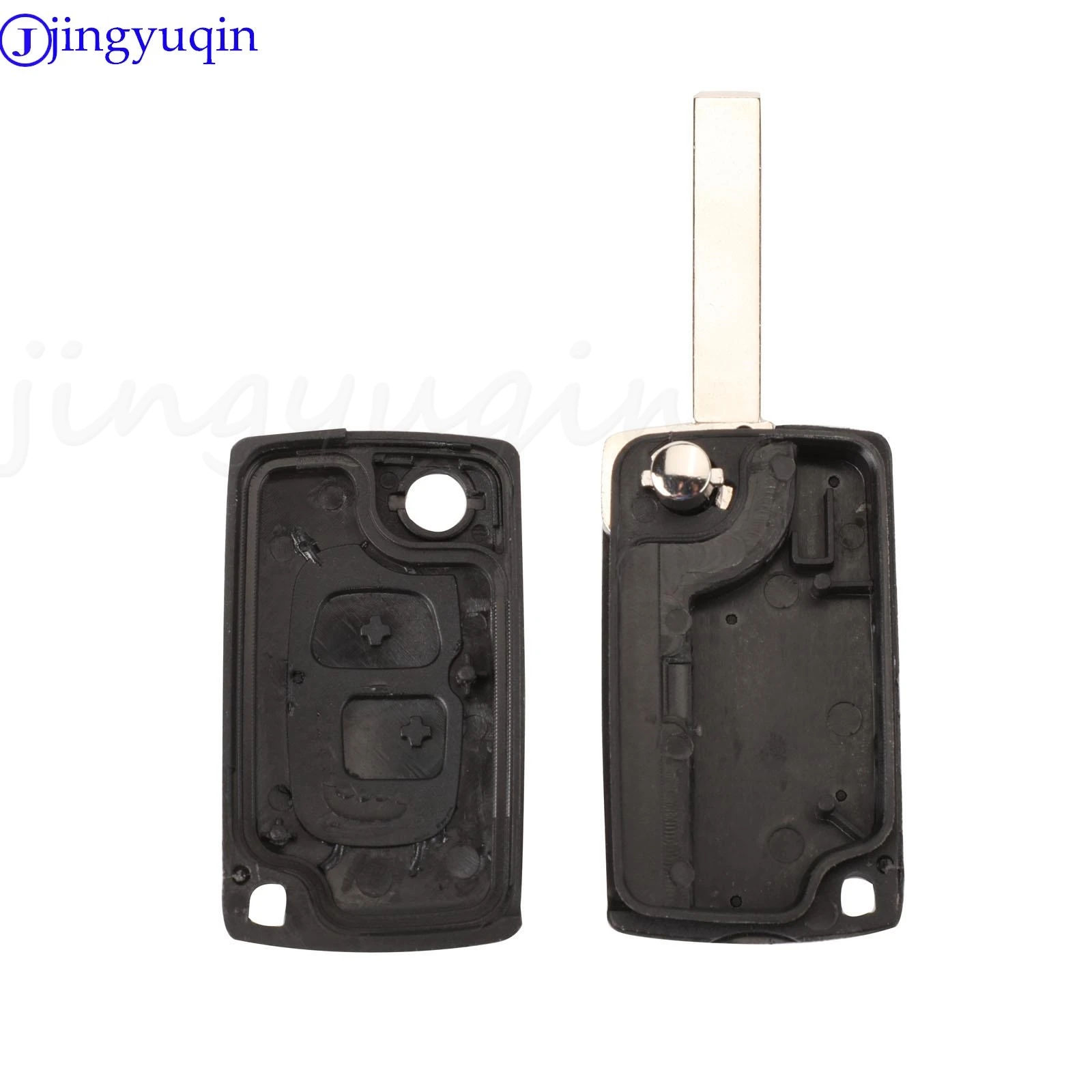 Jingyuqin 2ปุ่มปรับเปลี่ยนพลิกพับกรณี Key Shell ระยะไกลสำหรับ Peugeot 307 607 207 407 Fob Va2/Hu83ใบมีด