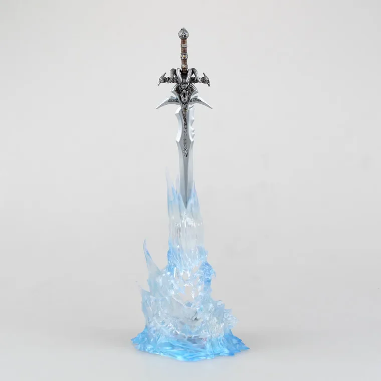 

[Funny] Game WOW Lich King Sword Frostmourne Action Figure LED light statue Collectible Model PVC Toy kids child gift