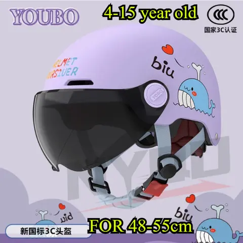 새로운 어린이 오토바이 헬멧 3/4 오픈 페이스 여름 헬멧 반 얼굴 만화 패션 헬멧