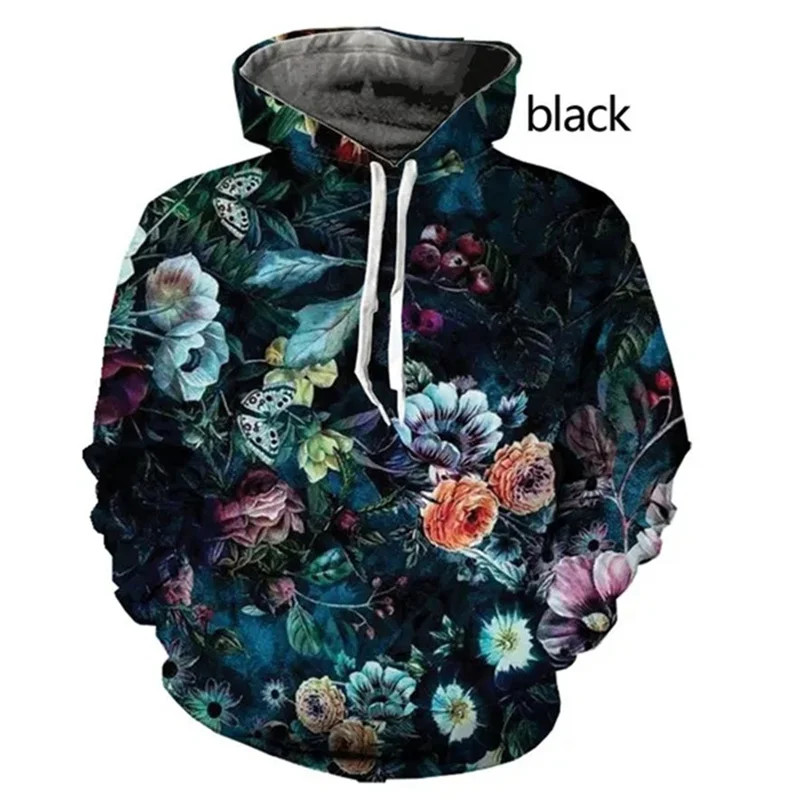 

3D Printed Flowers Hoodie For Men Women Colorful Plant Pattern Long Sleeves Casual Sweatshirt Harajuku Loose Hoodies Pullover