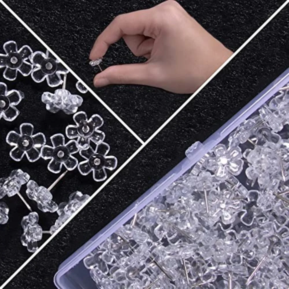 

Прозрачные канцелярские кнопки в форме сердца в коробке, 50/100 шт., канцелярские кнопки в форме пентаграммы, прочные прозрачные канцелярские кнопки с цветком для офисов