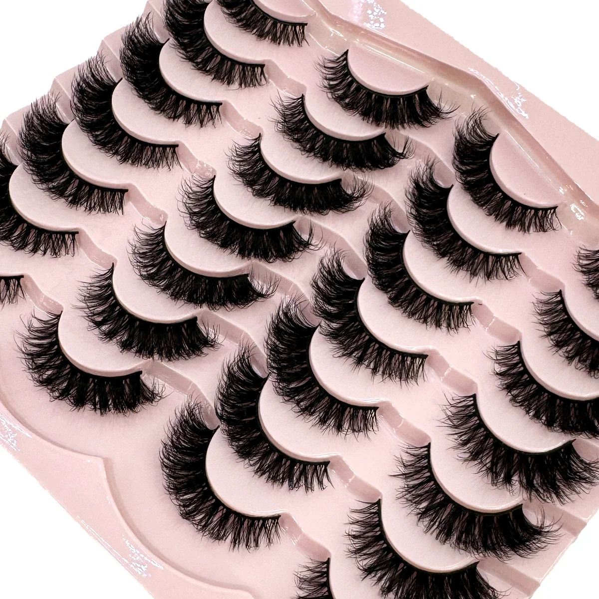 HBZGTLAD 14 Doppelte Nerz-Wimpern im Großhandel, Russische Curl-Wimpern, Natürlich Flauschige Künstliche Wimpern, Voluminöse Dramatische Nerz-Wimpern
