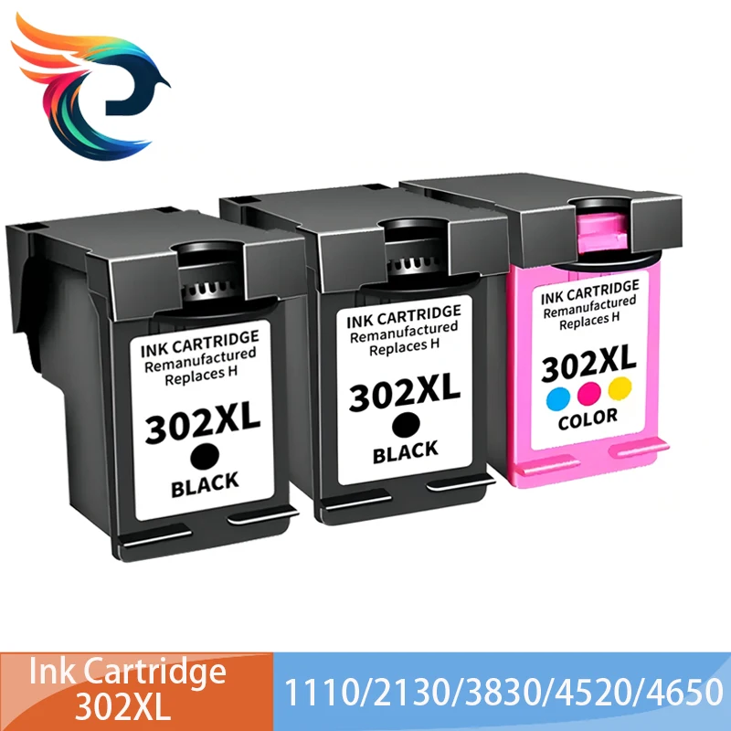 מחסנית דיו 302xl 1110 1111 hp 1112 קינאה 4520 4521 4526 4522 4526 4527 4528 office 3830 4650 4652 4657
