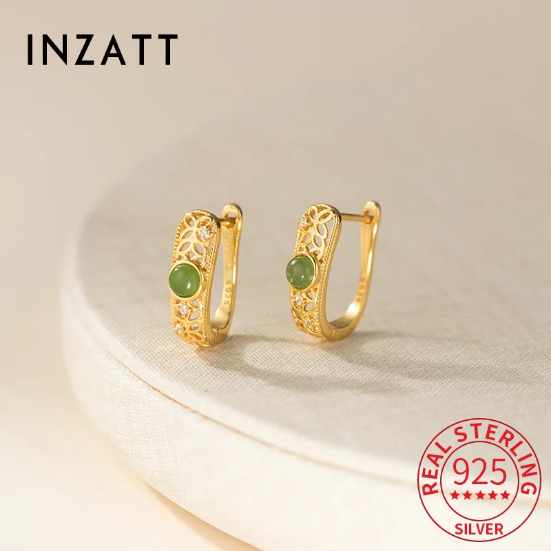 

INZATT Real 925 Sterling Silver 18K Gold Hollow Flower Hoop Earrings For Women Classic Fine Jewelry Minimalist Accessories