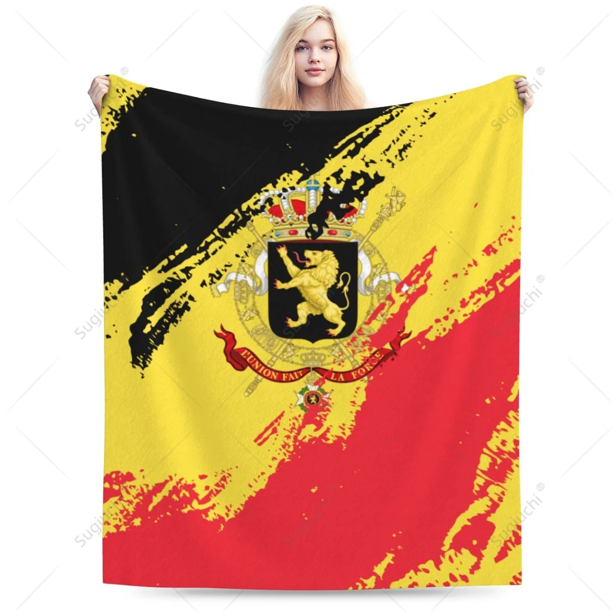 Blanket Belgium Flag Color Flannel Multifunction Camping Sofa Cover Keep Warm