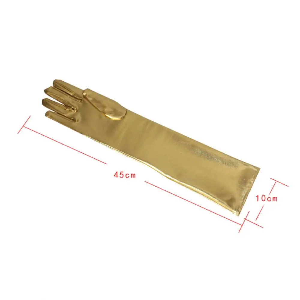 Guantes de cuero brillantes a la moda, guantes largos/cortos de etiqueta de Color dorado y plateado, ropa para discoteca para actuaciones en escenario, mitones para Cosplay