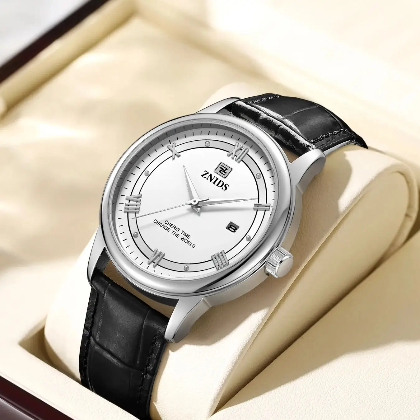 Classic Punk Style Men's Quartz Watch with Leather Strap, Waterproof, Calendar, Light Luxury, Fashionable, Business Casual, Versatile, Unique, Trendy Men's Watch, Gift
