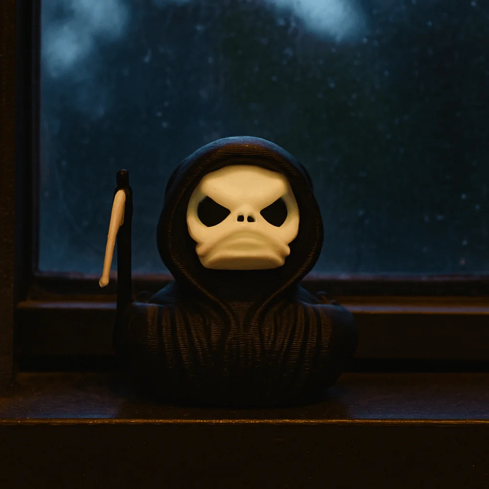 3D Printed Halloween Duck Anime Figure PLA Model Spooky Halloween Duck Figurine Funny Doll Handicraft Grim Reaper Duck Ornament