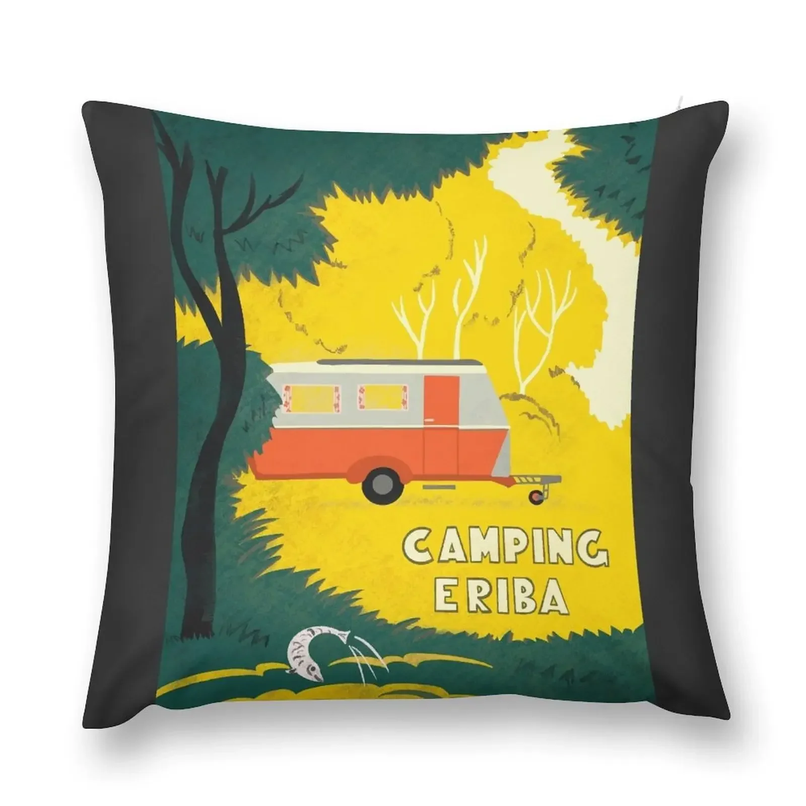 Vintage Caravan in Woodland Throw Pillow Pillowcase Cushion Christmas Pillow Custom Cushion pillow