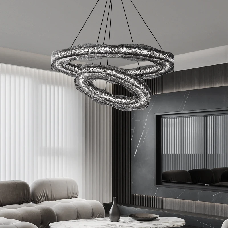 Modern Italian Style Minimalist Designer Copper Ring Chandelier Luxury New Home Hotel Living Room Pendant Light