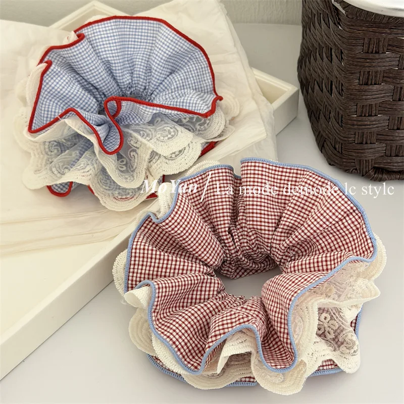 

Korean Version AB-sides Double-pattern Checked Wide-sleeved Bow Hairband Bow-shaped Head Accessory For A Sweet Elegant Look