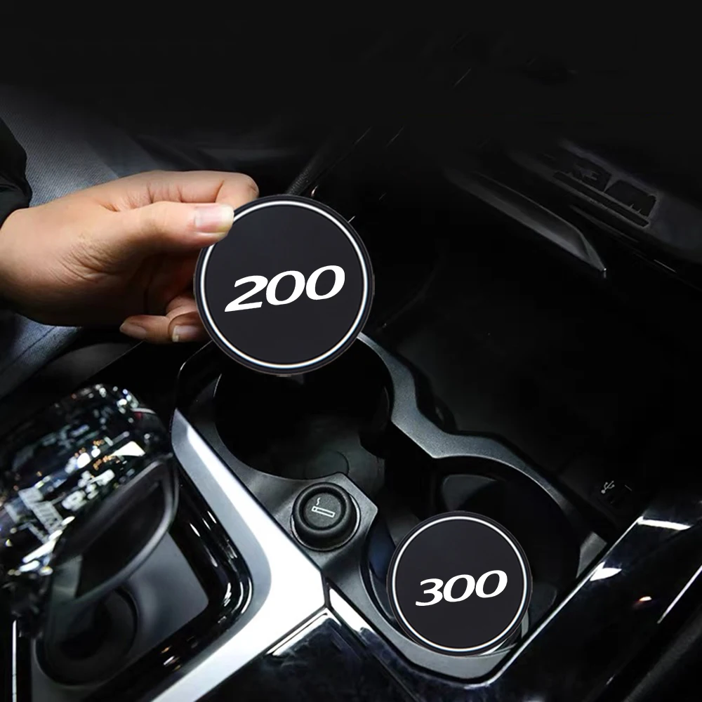 For Chrysler 200 200S 300 C 300M 300 S Emblem Roomster Silicone Mat 2Pcs Car Cup Holder Anti Slip Insert Coasters Pad Decoration