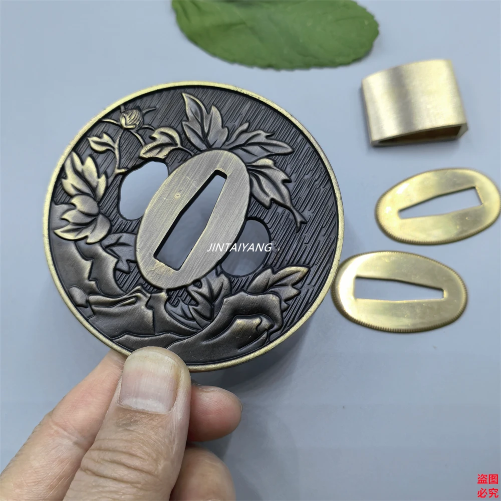 Nice Alloy Flower Tsuba Guard Brass Habaki Seppas Fittings For Japan Sword Katana HandGuard Accessories
