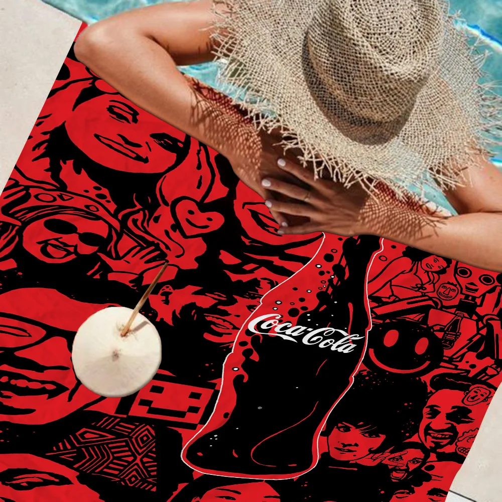 C-coca-cola Microfiber Blanket Quick Drying Beach Towels Oversized Printing Super Absorbent Pool Towel Blanket