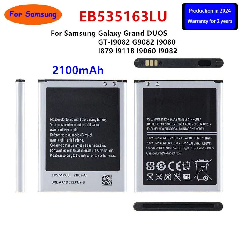 Brand New EB535163LU 2100mAh Battery For Samsung Galaxy Grand DUOS GT-I9082 G9082 I9080 I879 I9118 I9060 I9082 Batteries