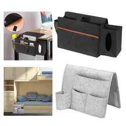 Felt Storage Bag Pocket Bedside Table Hanging Storage Organizer Sofa Bed Side Book Felt Pouch Phone Remotes Holder