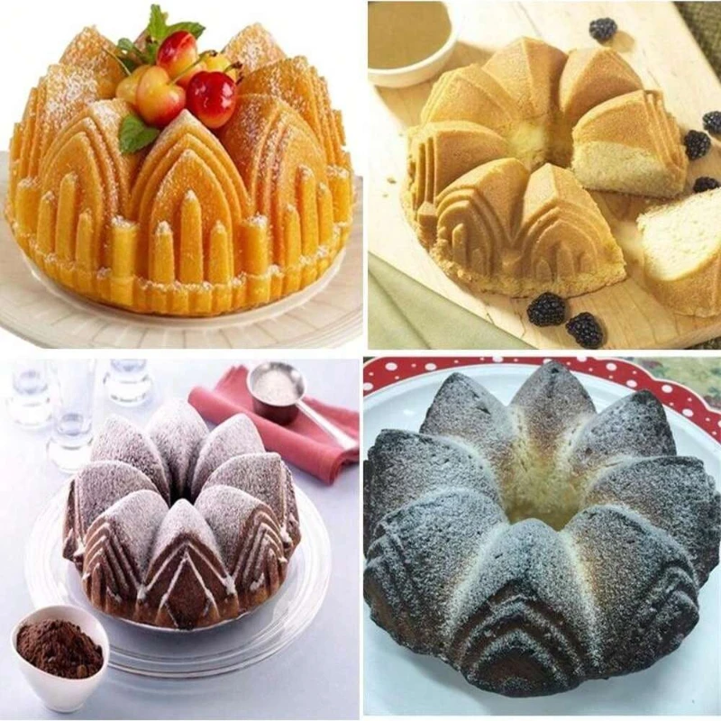 1PC Big Crown Castle Shape Silicone Cake Mold Mousse Non-Stick 3D Cathedral Birthday Cake Pan Decorating Tools Large Bread Fonda