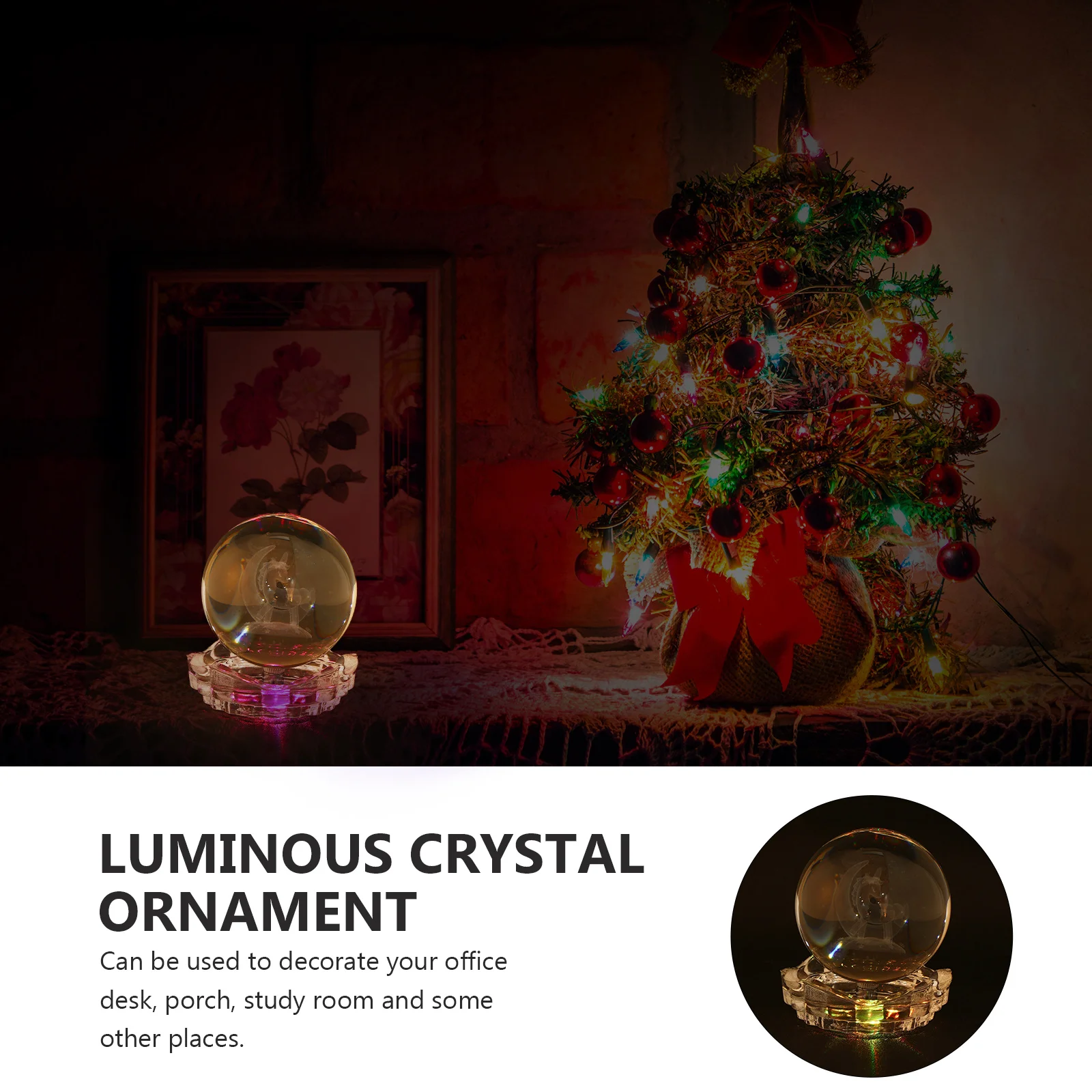 

1Pcs Unicorn Crystal Ball Lamp Pendant Decorative Luminous Ornament for Home Office Desktop Delicate Glowing Adornment