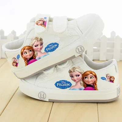 Disney Children\'s Canvas Shoes frozen elsa Low top Girls\' Shoes PU Autumn Breathable Non slip Casual Shoes