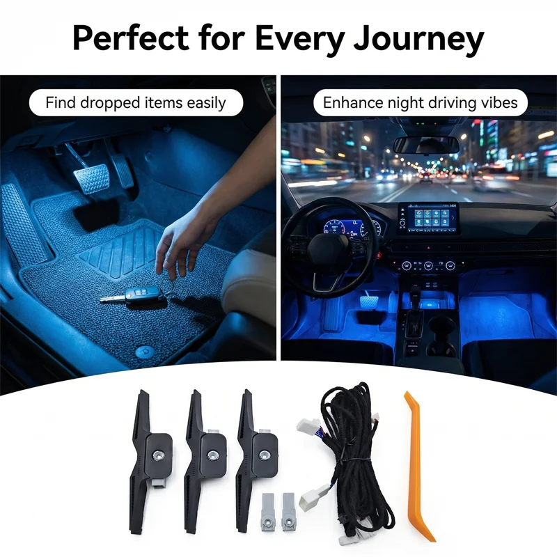 4pcs Color Foot Light Ambient Light Lamp Car Interior Decorative Atmosphere Light For Toyota XA60 RAV4 camry xv80 2025 2026